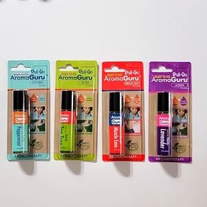 Lot of 4 Aroma Guru Roll-On - Peppermint  - Tea Tree - Muscle Ease - Lavender